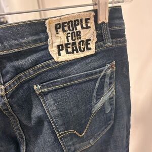 “People for peace” Classic Indigo Straight Leg Jeans - vintage  Y2K